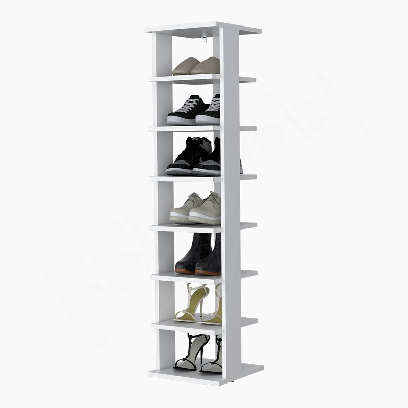 Grey Walnut 7-Tier Tall Vertical Shoe Rack, White