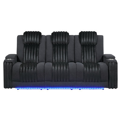 Power Reclining Sofa with Power Headrest, LED and Drop Down Table with reading Light