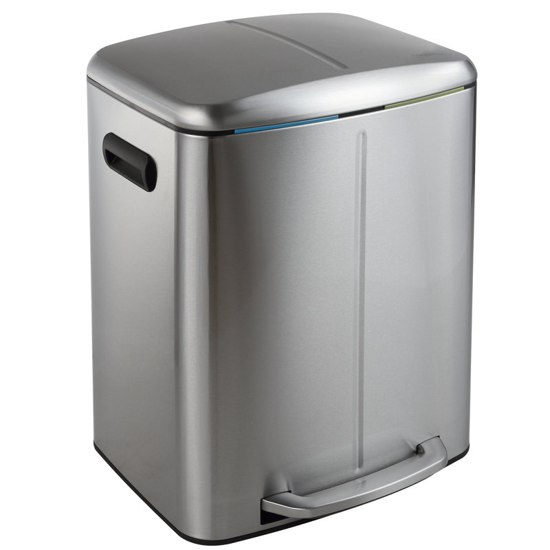Poubelle à pédale rectangulaire 10,5 gallons Marco, Acier inoxydable