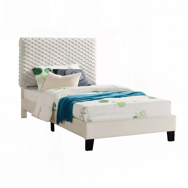 Plush 3D Upholstered Platform Bed, Twin
