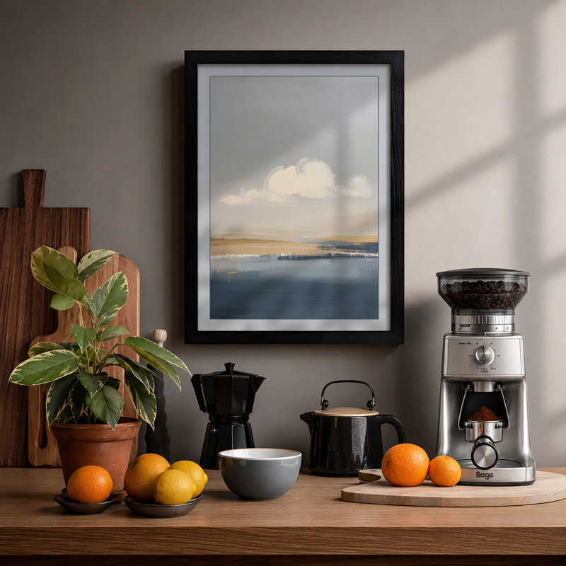 Quiet Dawn Coastal - Framed Print, A2 - 59.4 x 42.0 cm, Black