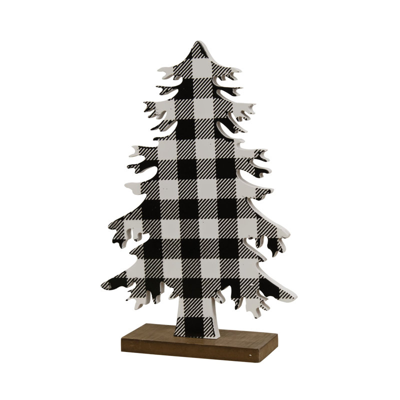Arbre en bois Buffalo Check, H 11 po x l 7 po x P 3 po, Noir / blanc