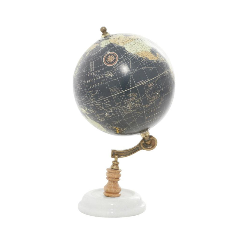 Globe en marbre et bois aigue-marine, Noir, noir, noir, noir