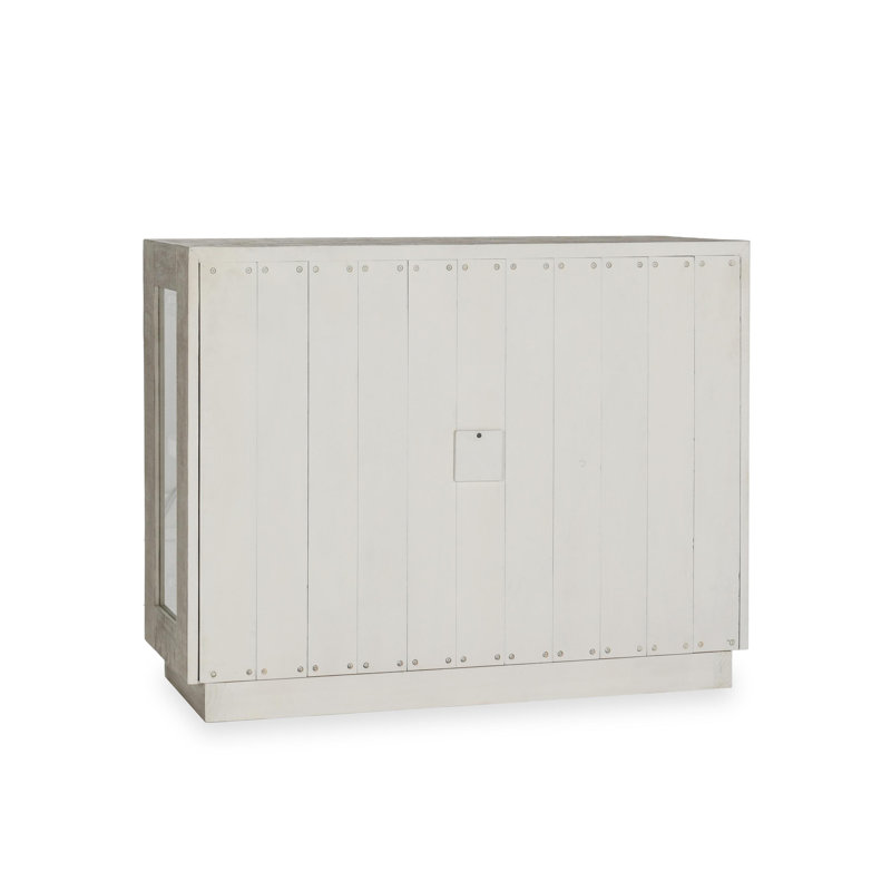Daniella Solid Wood Accent Cabinet, White, Brass