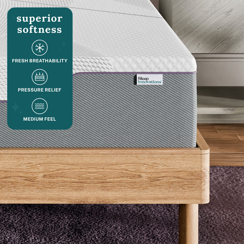Sleep Innovations Shiloh 12 Inch Green Tea Memory Foam Mattress, Twin Size, Bed in a Box, Medium Feel, Twin, 12