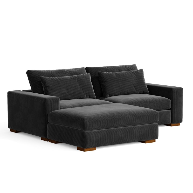 Belrose 89'' Recessed Arms Modular, Black Corduroy