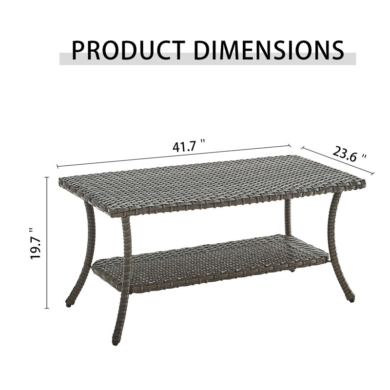 Jomeka Rectangular Metal Outdoor Coffee Table , 42'' in. W 24'' in. D