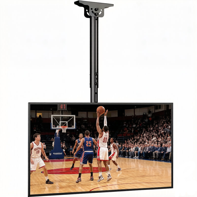 Support de plafond pour téléviseur de 32 à 65 pouces, support de plafond pivotant à 360 °, supportant jusqu'à 88 lb, noir
