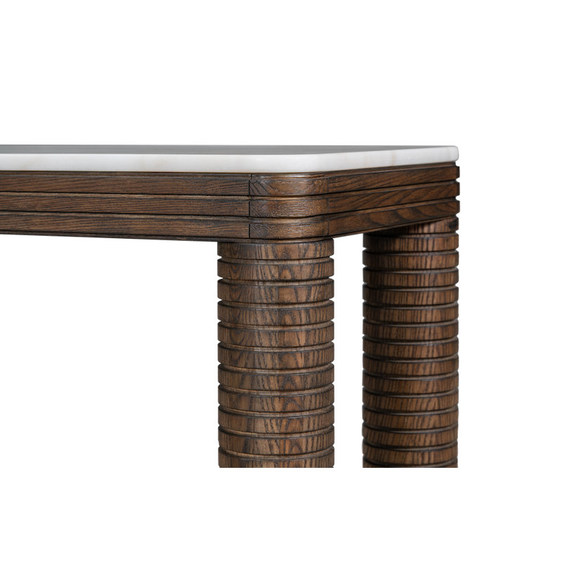 Durham Oak Wood with Grecian White Marble Top 72" Console Table