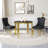 37"Modern Glass Dining Table Set, Irregular Stainless Steel Table Legs And Velvet Tufted Backrest Chairs-138838662-138838680-138838659