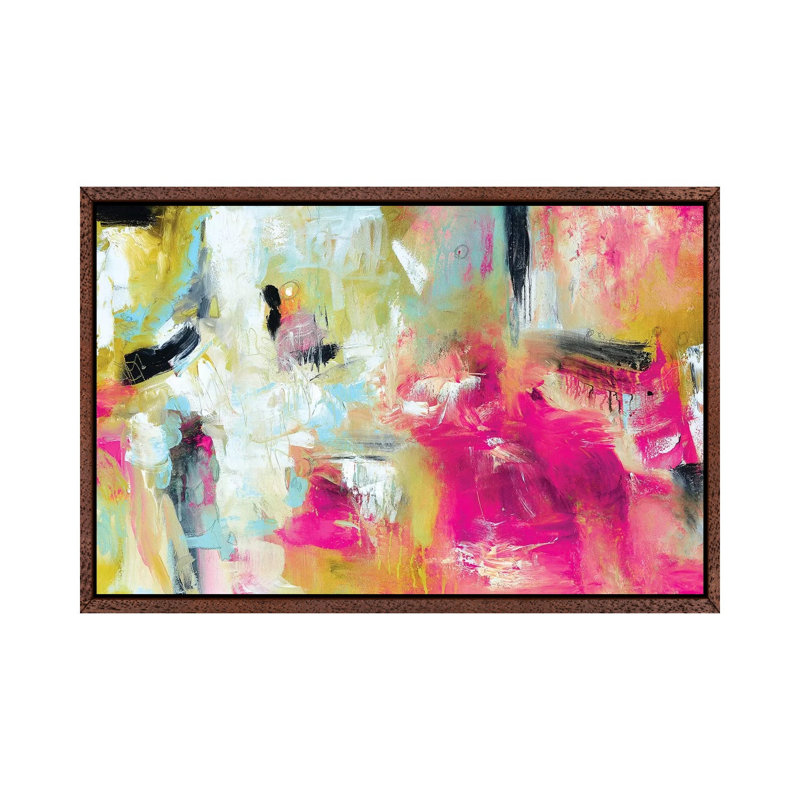 Abstract VII by Andrada Anghel - Painting on Canvas, Classic Brown Wood Framed, 66.04cm H x 101.6cm W x 3.81cm D