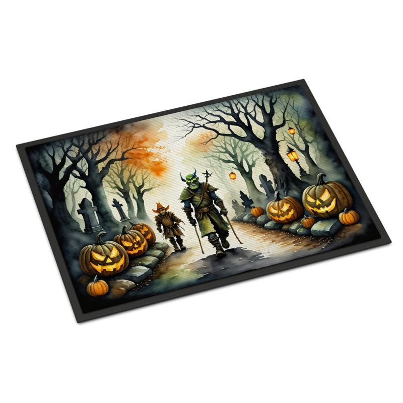 Halloween Orcs Spooky Outdoor Rubber Doormat 18x27