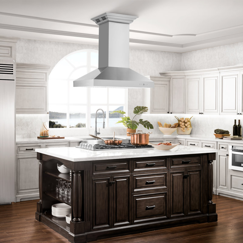 36" 400 CFM Ducted Island Range Hood in Steel, 36"