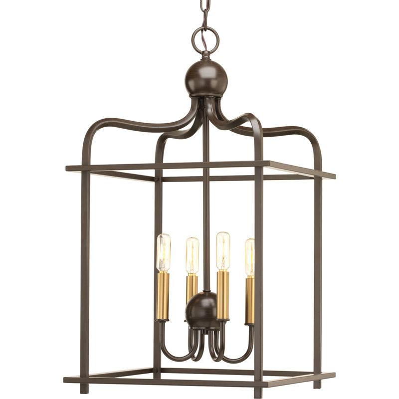 Lustre carré à 4 lumières Elsworth, Bronze antique
