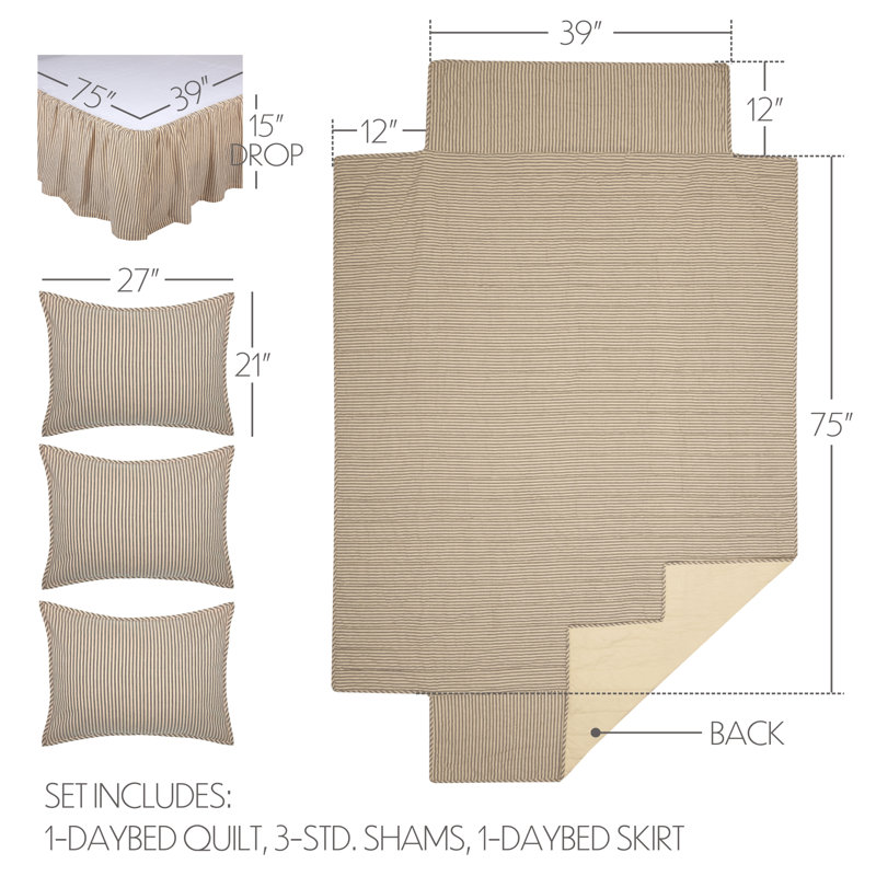 Sawyer Mill Striped Quilt, Charcoal Gray