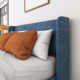 Solid Wood Upholstered Panel Bed with Rectangular Headboard