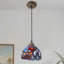 Luminaire suspendu Tiffany à 1 lumière avec abat-jour en verre coloré floral (ampoule incluse)