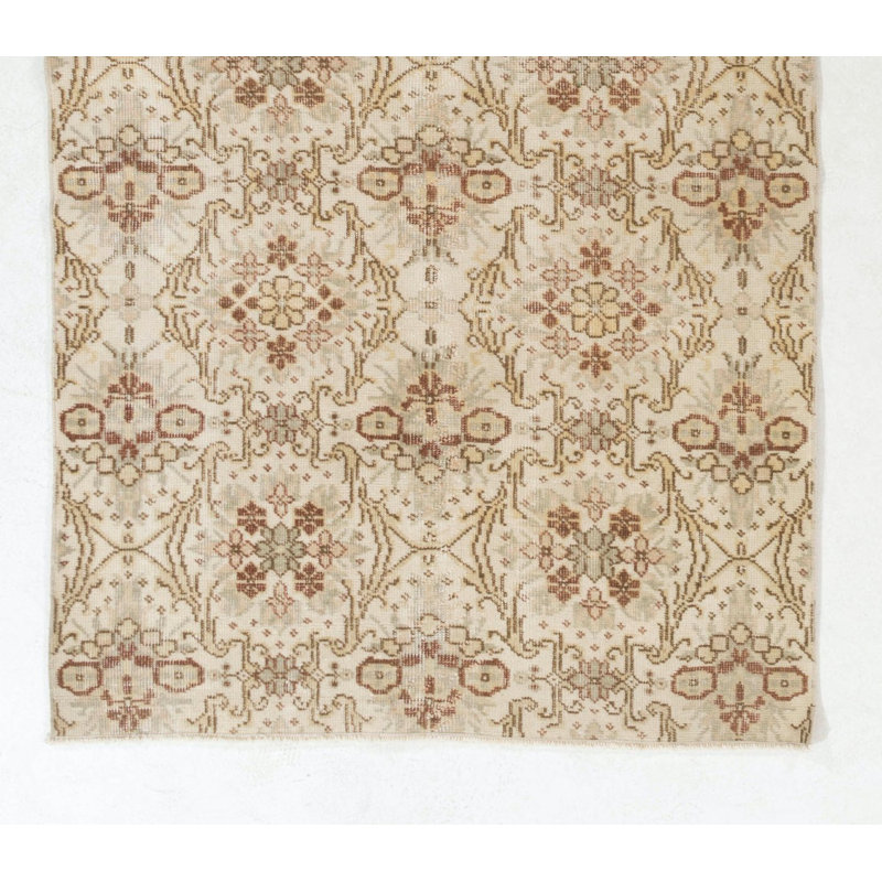 Tapis turc Oushak rétro noué à la main à motif floral