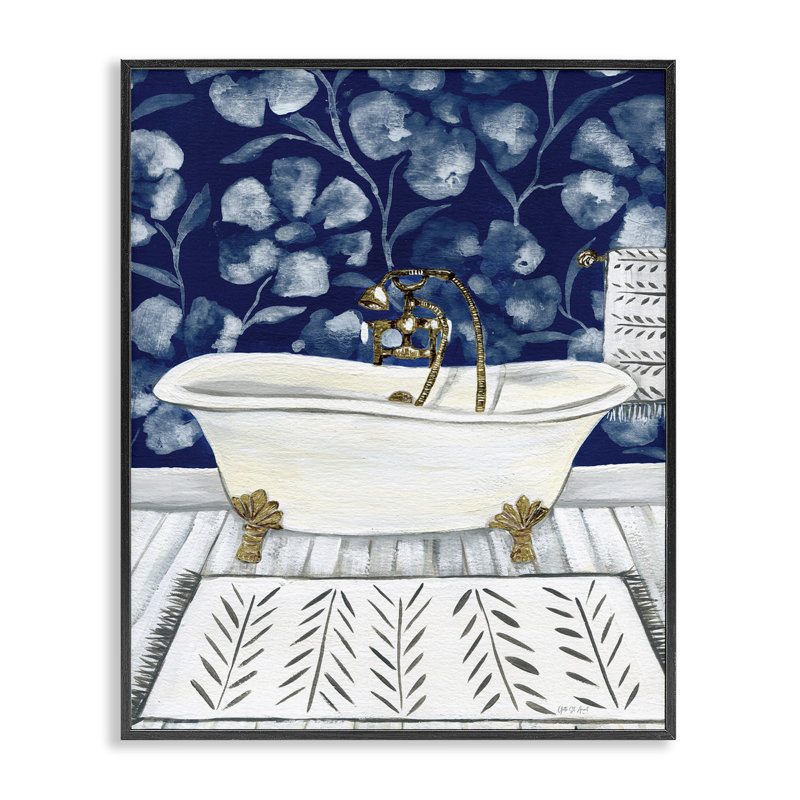 «Bold Blue Bathaign», estampe numérique par Yvette St. Amant, Giclée encadrée noir minuit, H 14 po x l 11 po