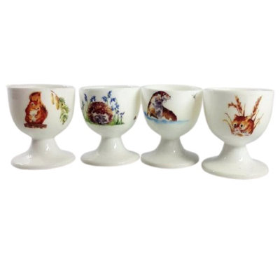 Ensemble de gobelets à oeuf en porcelaine osseuse 4 pièces sauvage assad