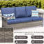 Canapé d'extérieur de 76,7 po de largeur, coussins bleus, housses faciles à installer, durables et confortables