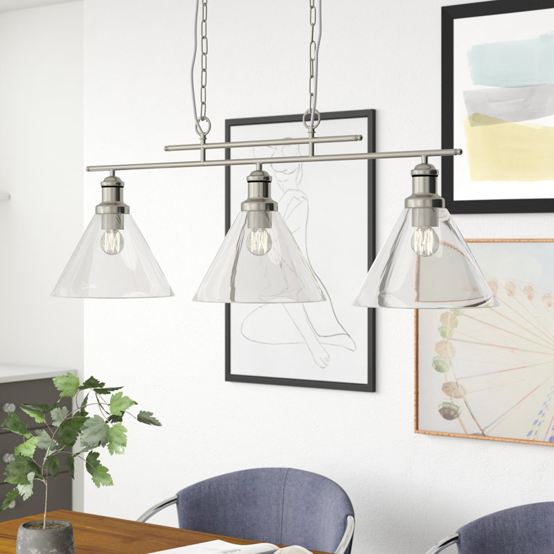 Annmarie 3-Light Kitchen Island Chandelier, Satin Silver