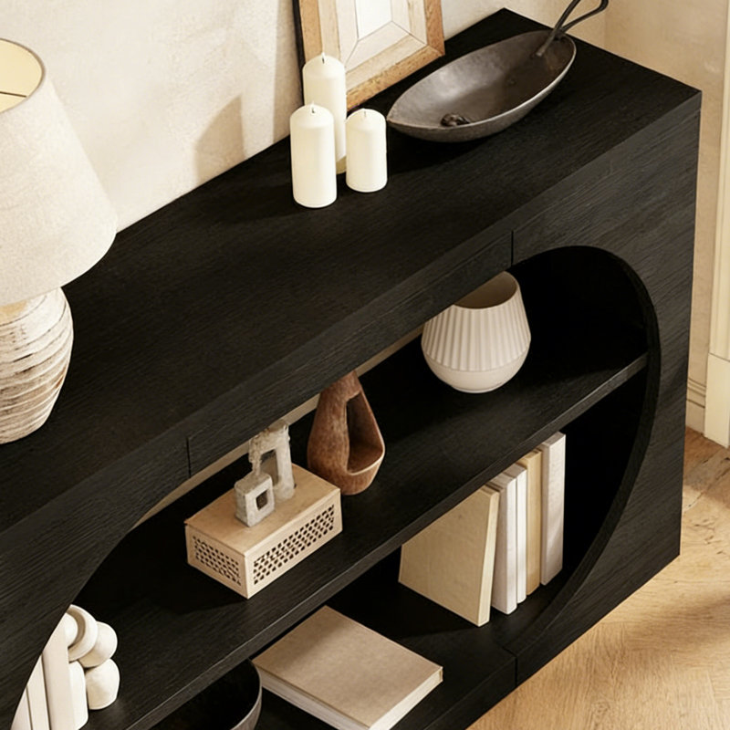 Console simple de style Wabi-sabi, H 31,5 po x l 55,1 po x P 13,8 po