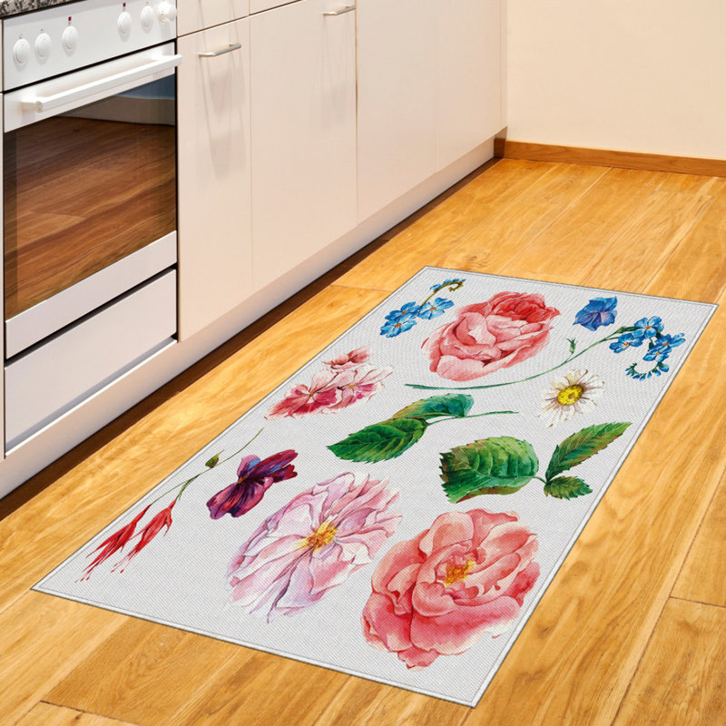 Rose Daisy Petals Pink Area Rug, Rectangle 2'7" x 5'