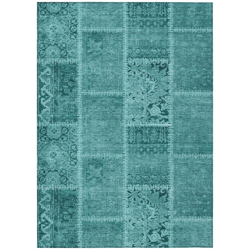 Tapis bleu sarcelle turquoise et turquoise 5 pi x 8 pi