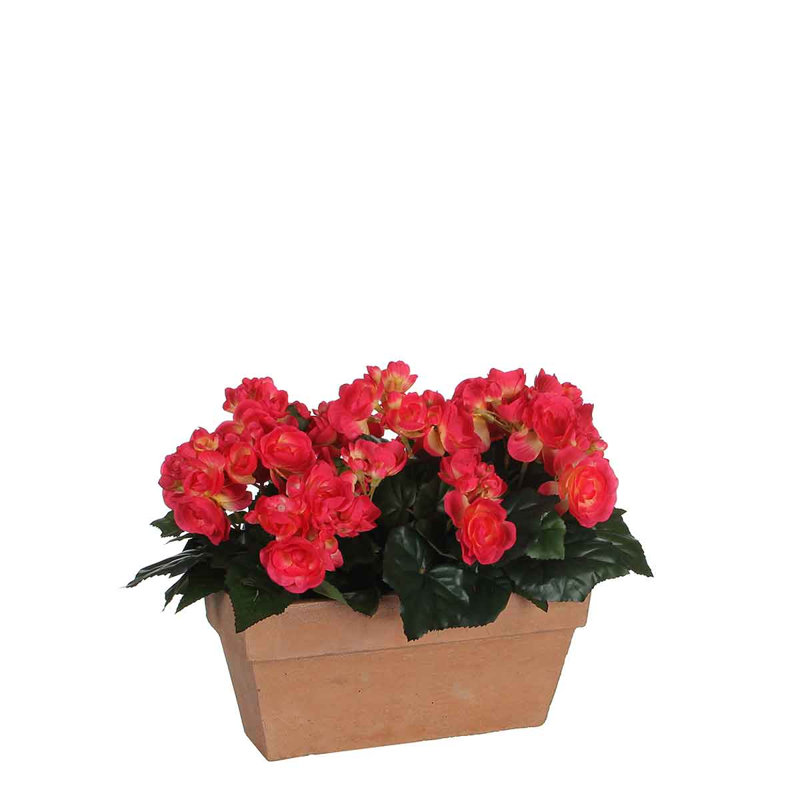 25cm Faux Flowering Plant in Pot, Red
