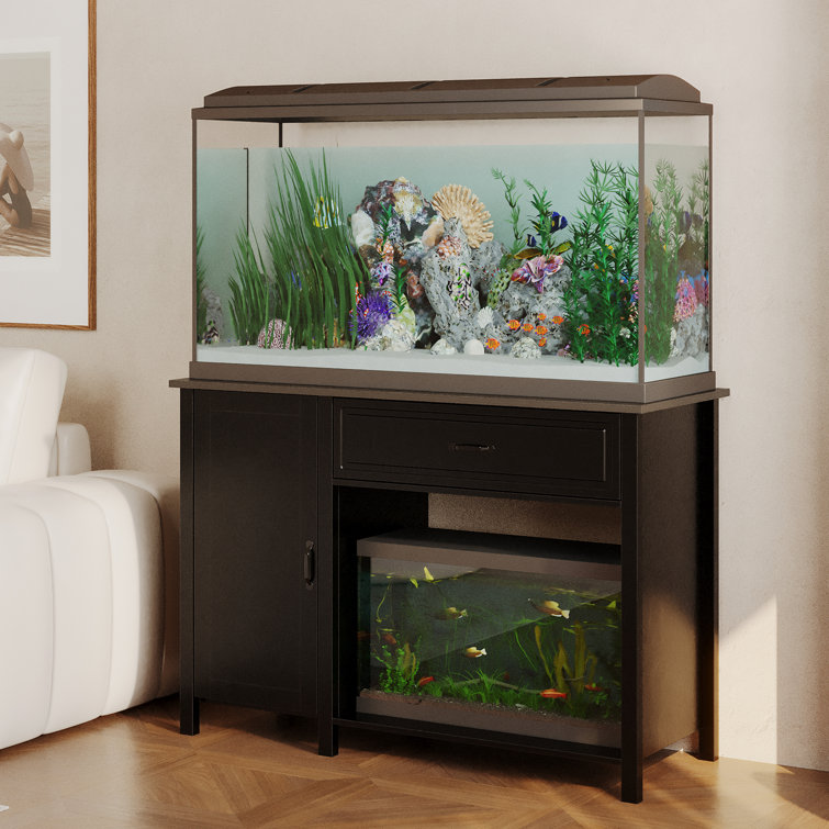Fish Tank Stand - Heavy Duty Wooden 55-75 Gallon with Storage Cabinet for Fish Tank Accessories - 770 lbs Capacity MOWPEX