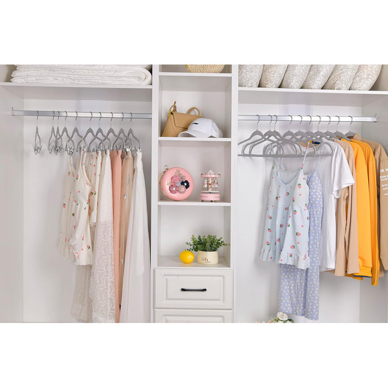 Cintres minces en plastique pour vêtements - Cintres avec crochet chromé pivotant pour robe, paquet de 80 chemises grises