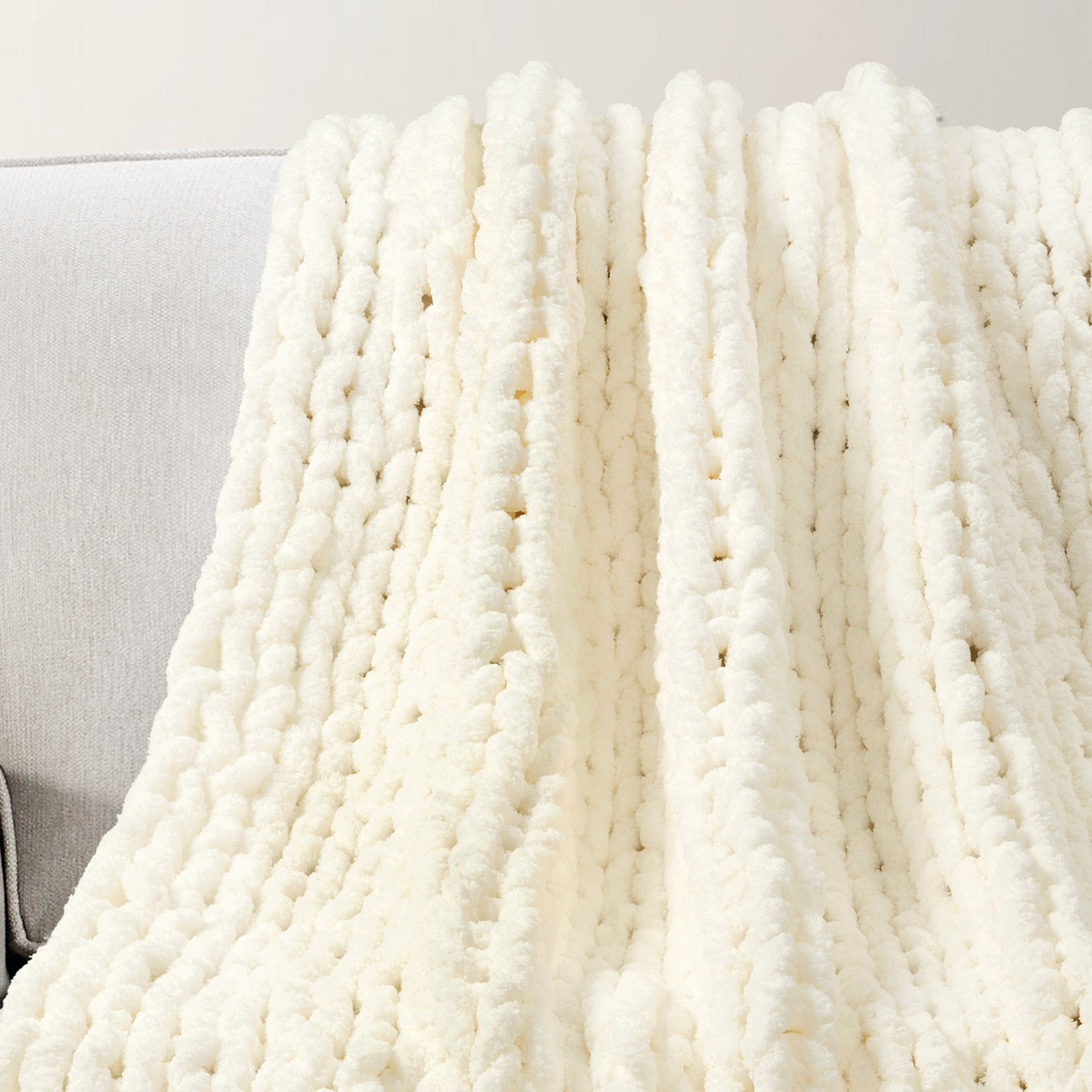 Ottavina Ultra Soft Cozy Throw, 40" W x 72" L, Ivory