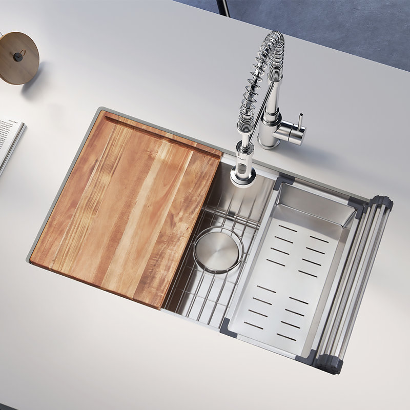 Évier de cuisine encastrable L 30 po x l 19 po avec accessoires