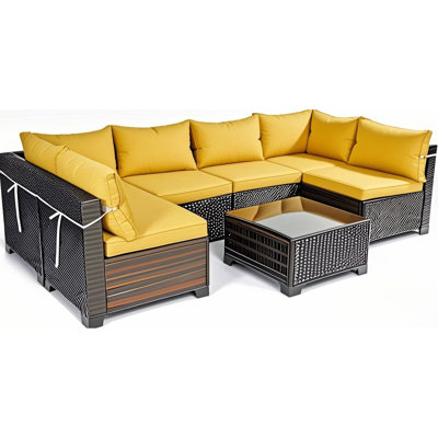 Outdoor Cushion Covers For 7 Pcs Sectional , 14pack With Zipper, And Smooth Slipcovers Static- by Latitude Run