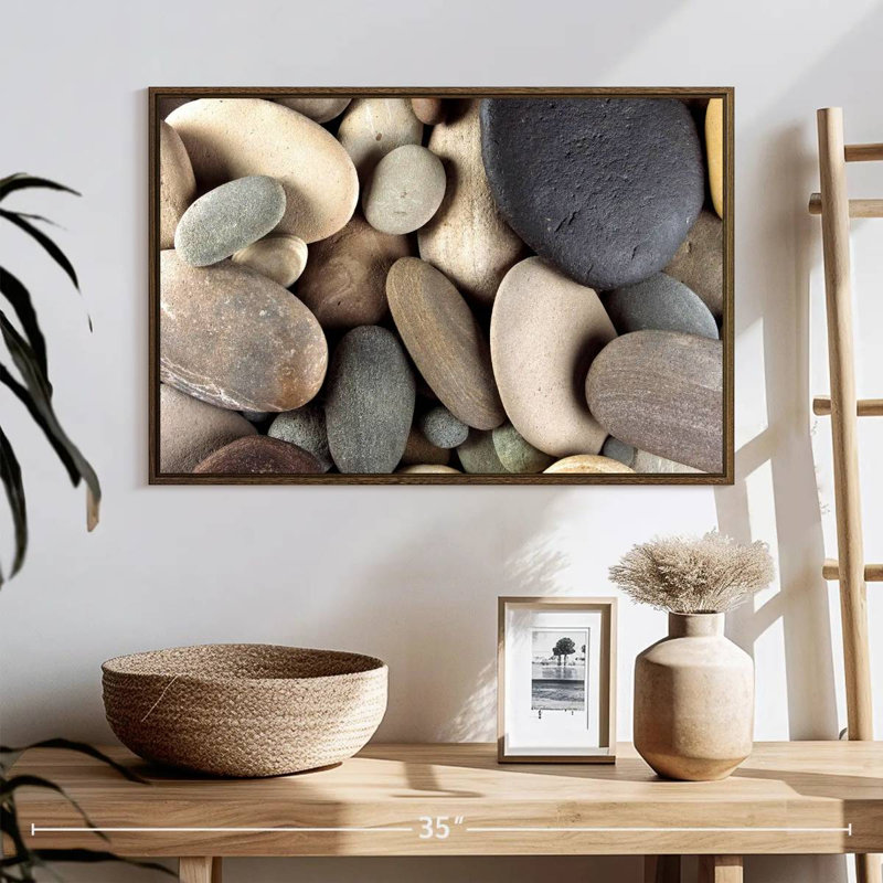 Cailloux bruns, Cadre flottant en bois naturel, 46 po x 31 po