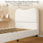 Structure de lit pour enfants avec tête de lit tapissier, lit plateforme robuste à profil bas avec tissu bouclé doux, lattes en bois robustes-284107933-284107932