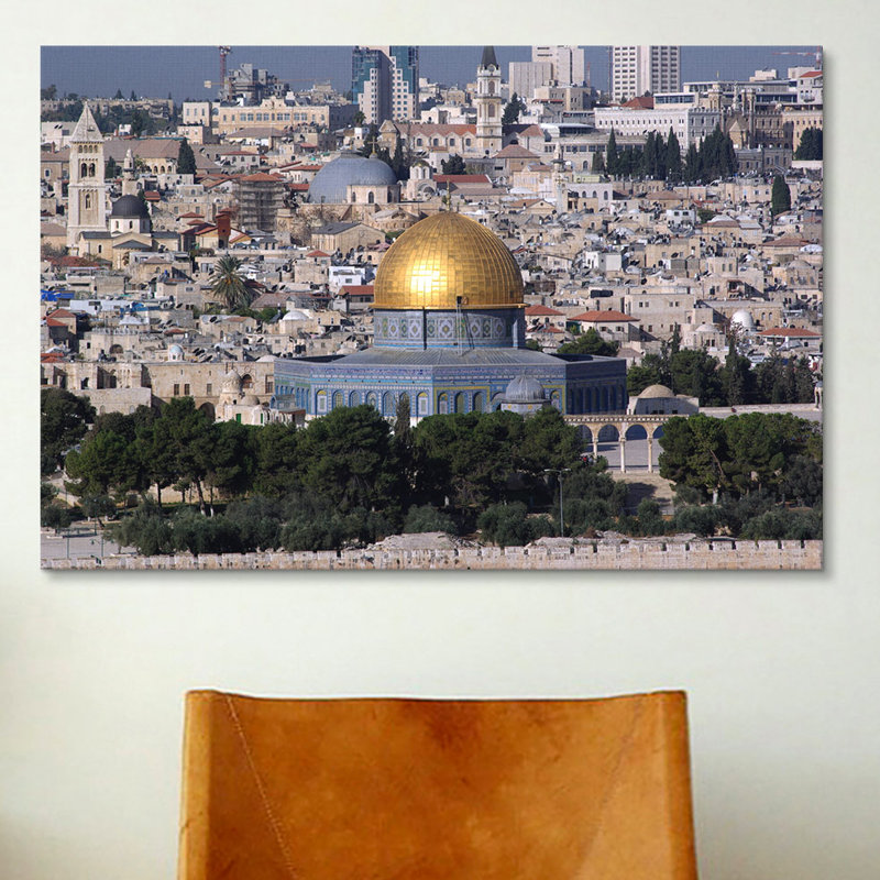 « dome islamique of the rock » à temple mountain, jérusalem, reproduction de photo sur toile, H 26 po x l 40 po x P 0,75 po