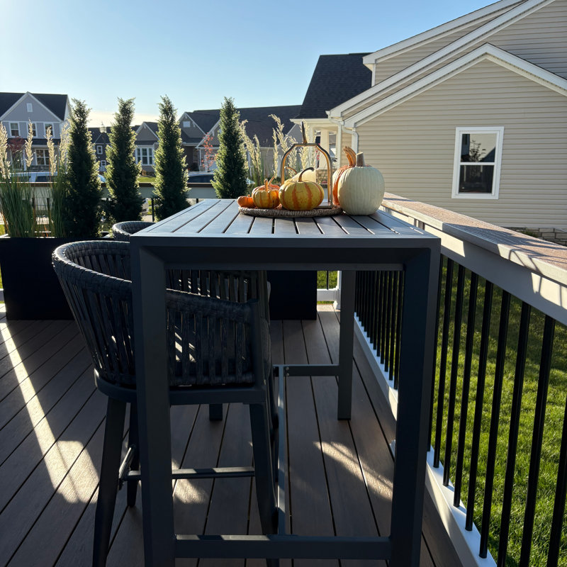 Bayou Breeze Counter Stools Chair Set Of 2, Modern Aluminum Wicker Bar Chair Indoor And Outdoor, Gray