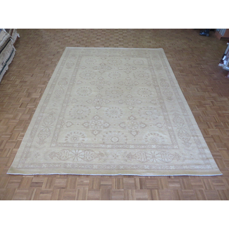 Tapis de zone noué la beige 9 pi 10 po x 13 pi 4 po one-of-kind Beaumont