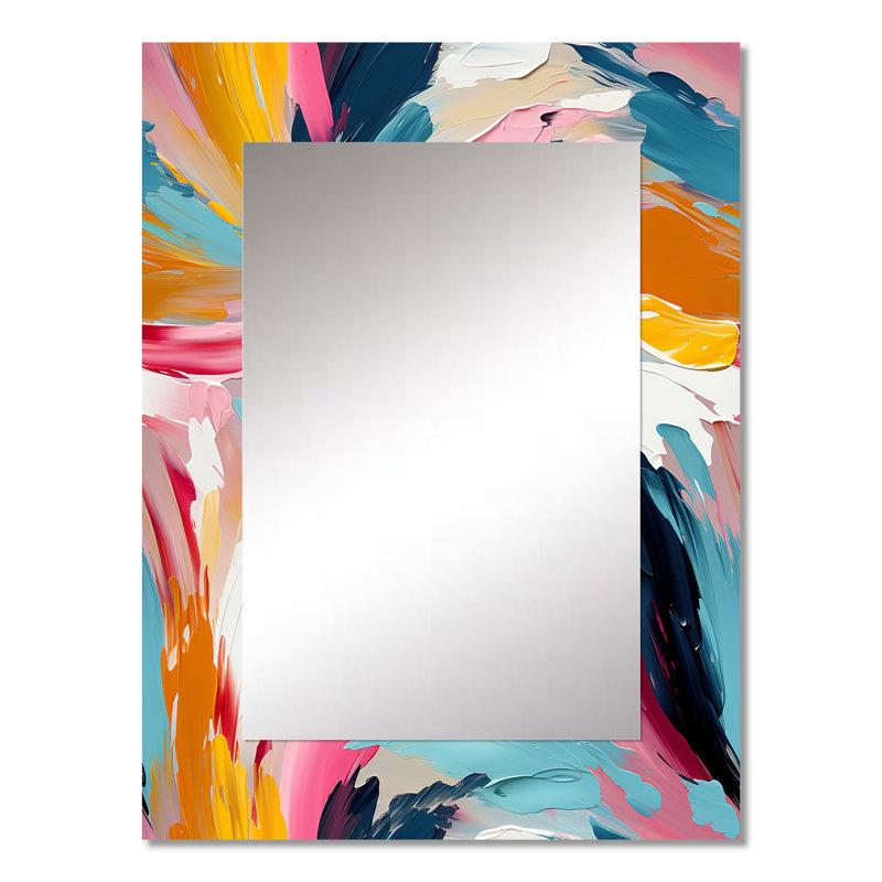 «Colorful Vibrant Paint Swirl Bliss» - miroir décoratif abstrait, grand miroir mural moderne, impression d'art en métal