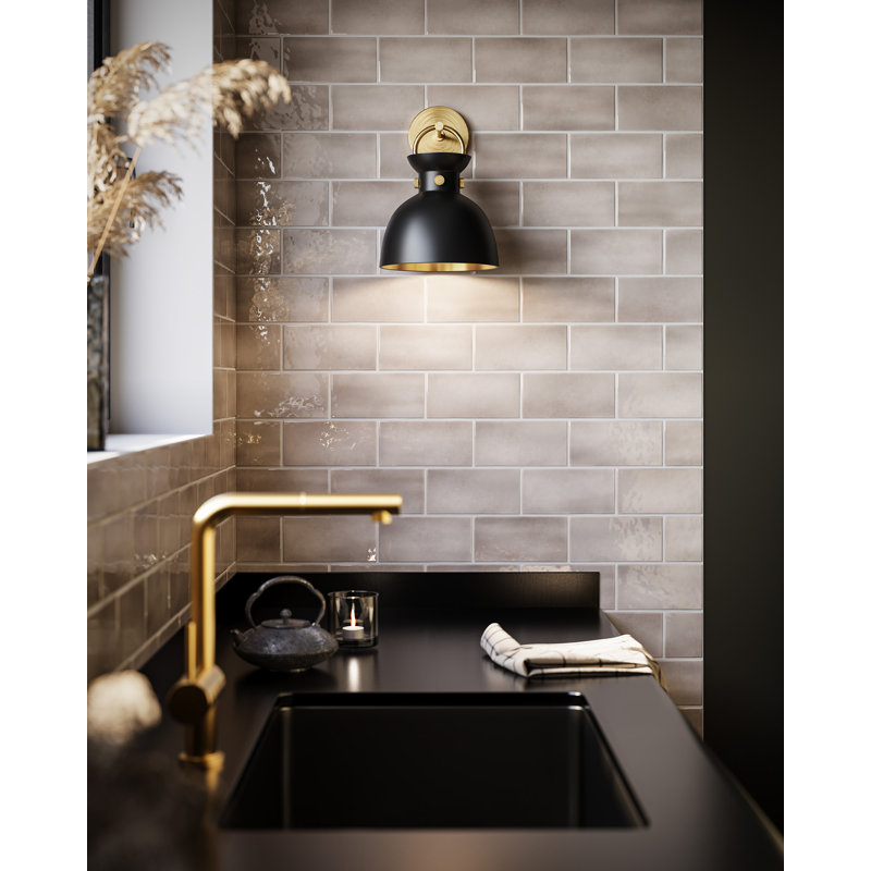 Applique murale en acier Tinka, Doré vieilli, Noir mat