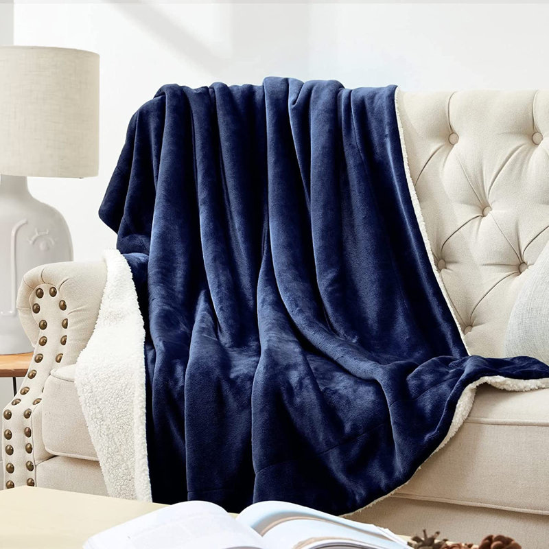 Caulders Canora Grey Blanket, W220 x L240cm, Navy Blue