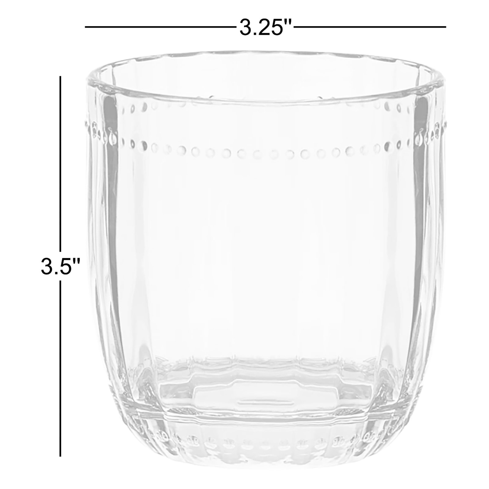 Max by Fitz and Floyd Beaded Double Old Fashioned Beverage Rocks Glass, Clear