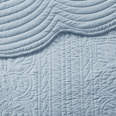 3 Piece Cotton Reversible Cottage Quilt Set Blue King/Cal King