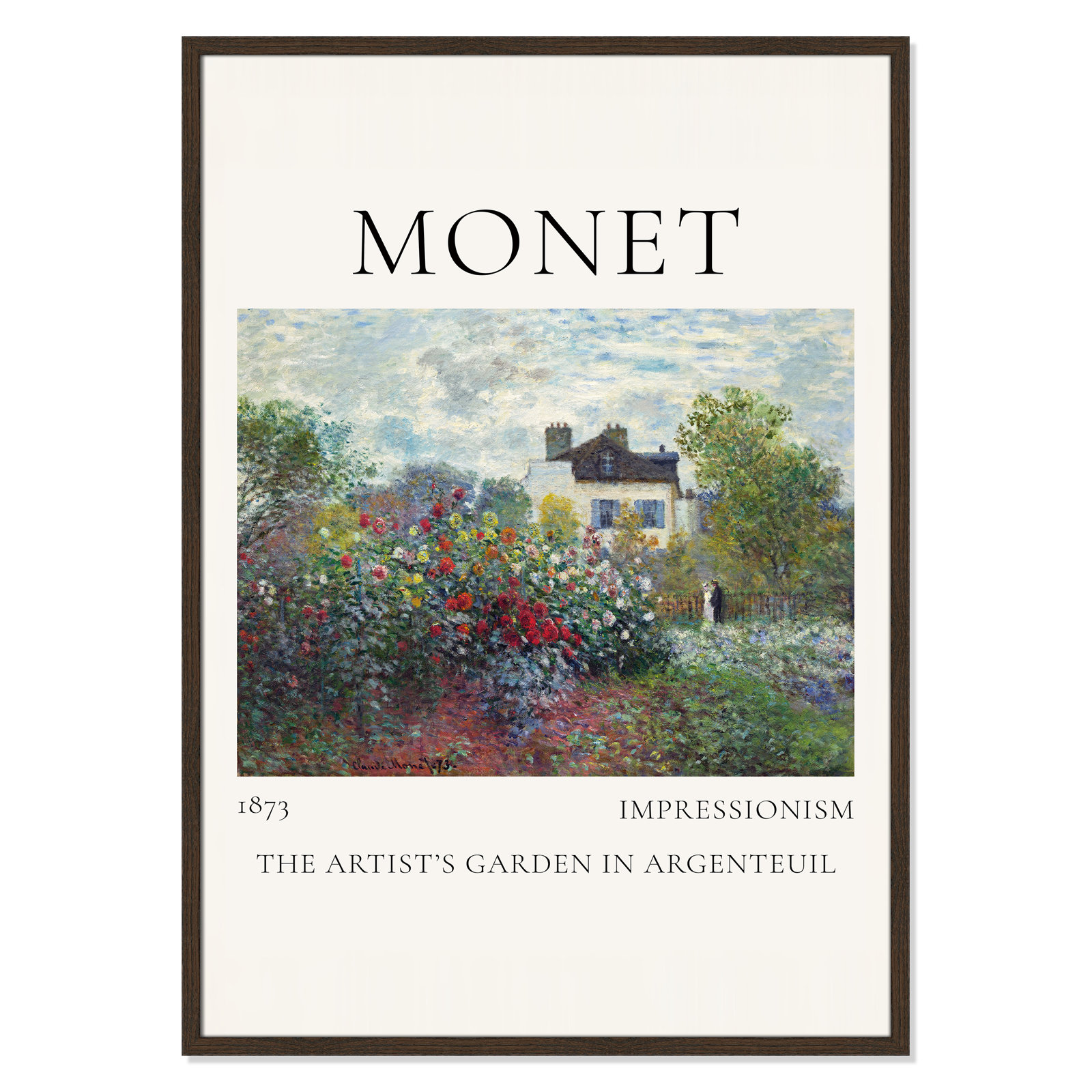 Rocchetto "Artists Garden in Argenteuil" Print, Walnut Single Picture Frame, No, 41.5" H x 29.5" W x 0.75" D