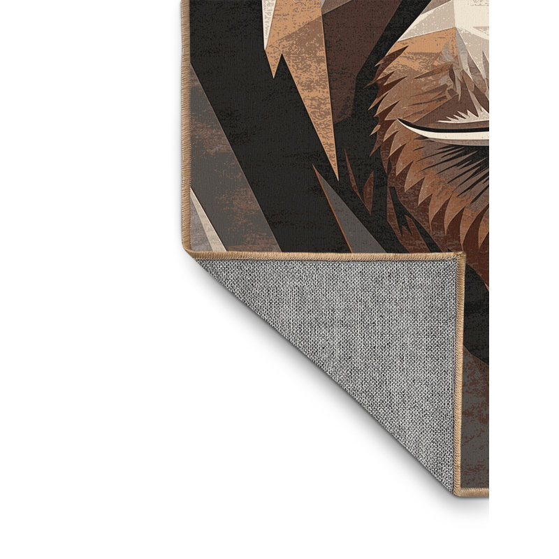 Machine Washable Pavli Orangutan Modern Geometric Rug in Brown – LightBrown Binding, 8x10