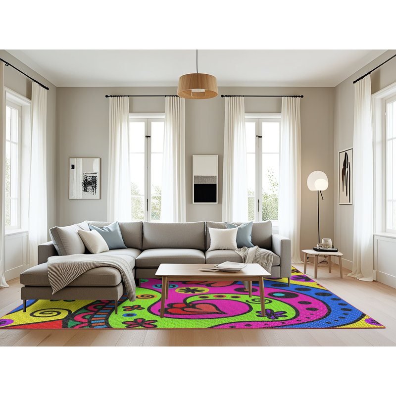 Tapis motif rose/vert/bleu, Rectangle 8 pi x 12 pi