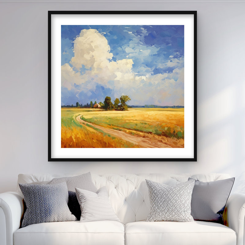 Country Day - Imprimé mat pour chambre à coucher encadré blanc, H 36 po x l 36 po, Noir
