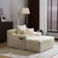 Très grand canapé en velours côtelé beige sans os avec 3 coussins décoratifs pour la chambre à coucher